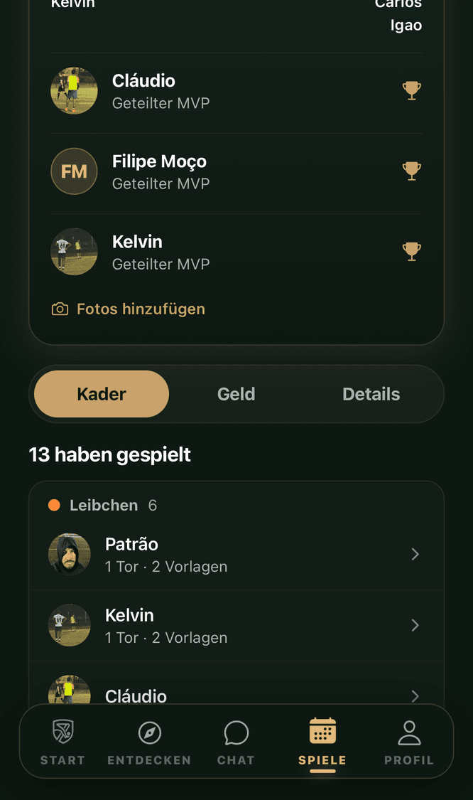 Teams beim Kick: Leibchen gegen ohne Leibchen
