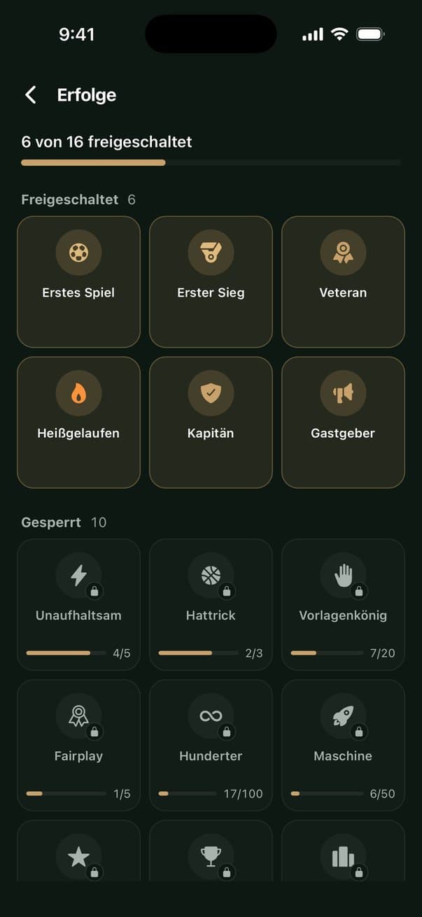 Erfolge-Bildschirm