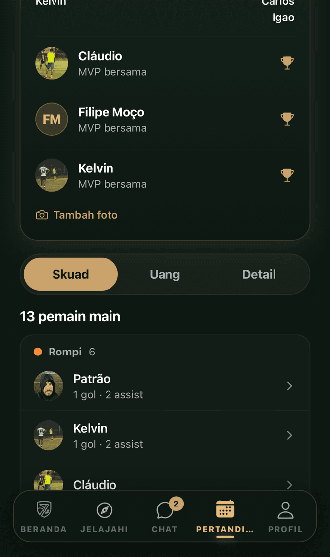 Tim main bareng, rompi lawan tanpa rompi