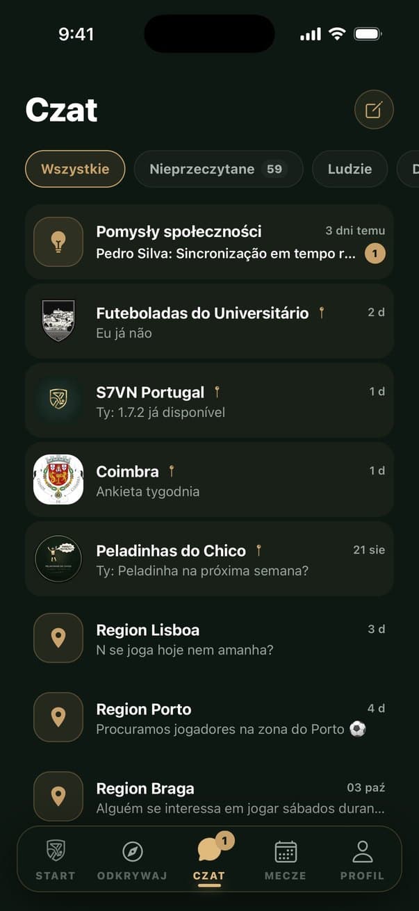 Lista czatów gier i regionów