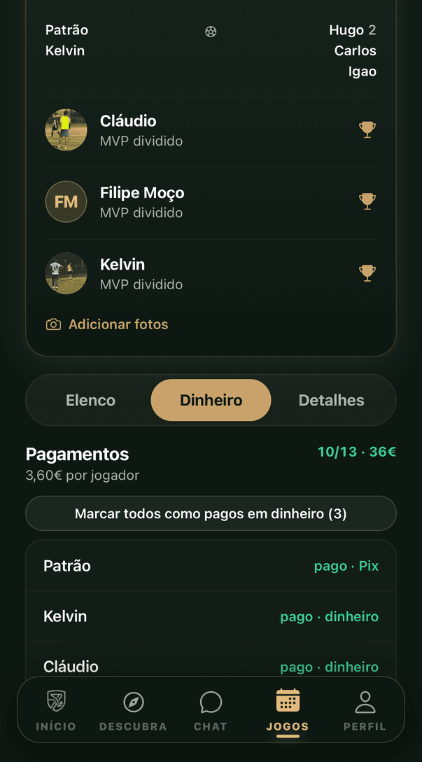 Pagamentos do jogo: quem já pagou e quem falta