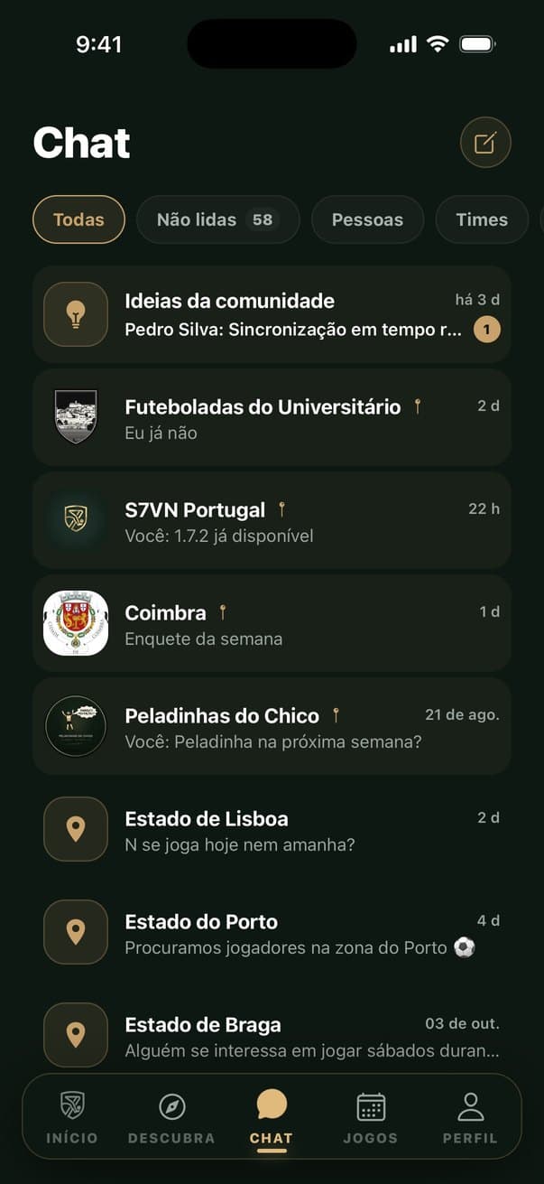 Lista de chats dos jogos e das regiões