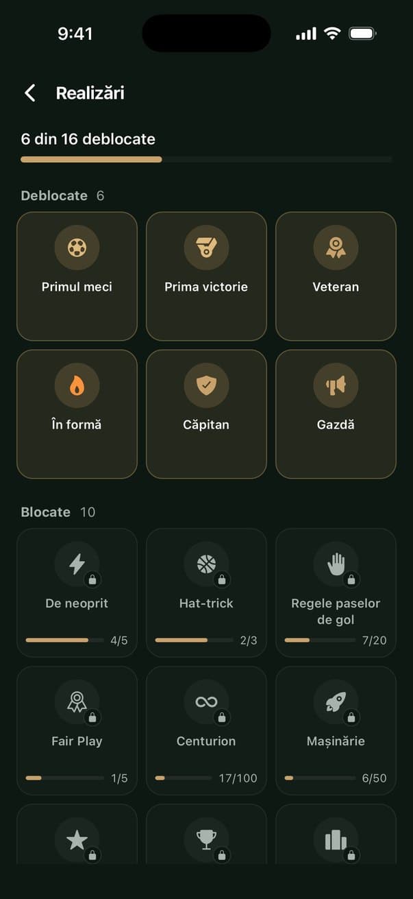 Ecranul realizărilor