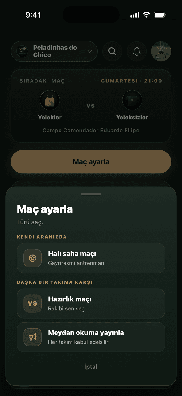 Maç ayarlamak için S7VN ekranı