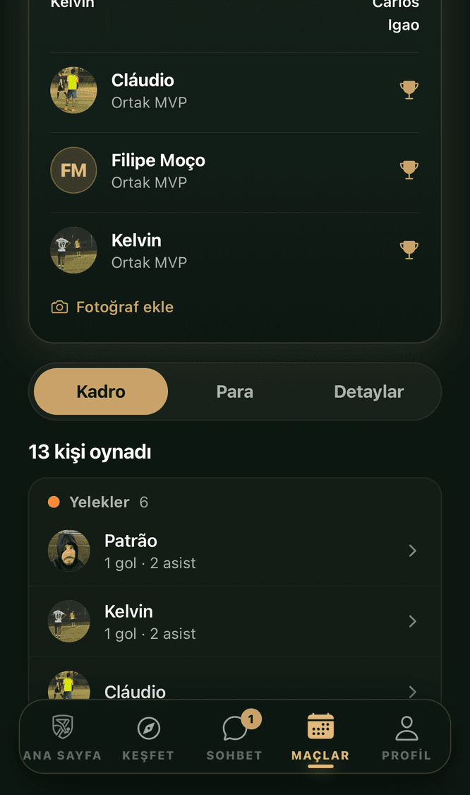 Halı saha takımları: yelekliler yeleksizlere karşı