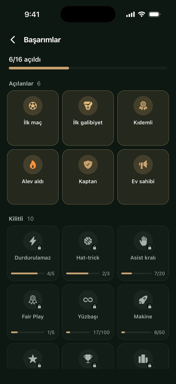 Başarımlar ekranı