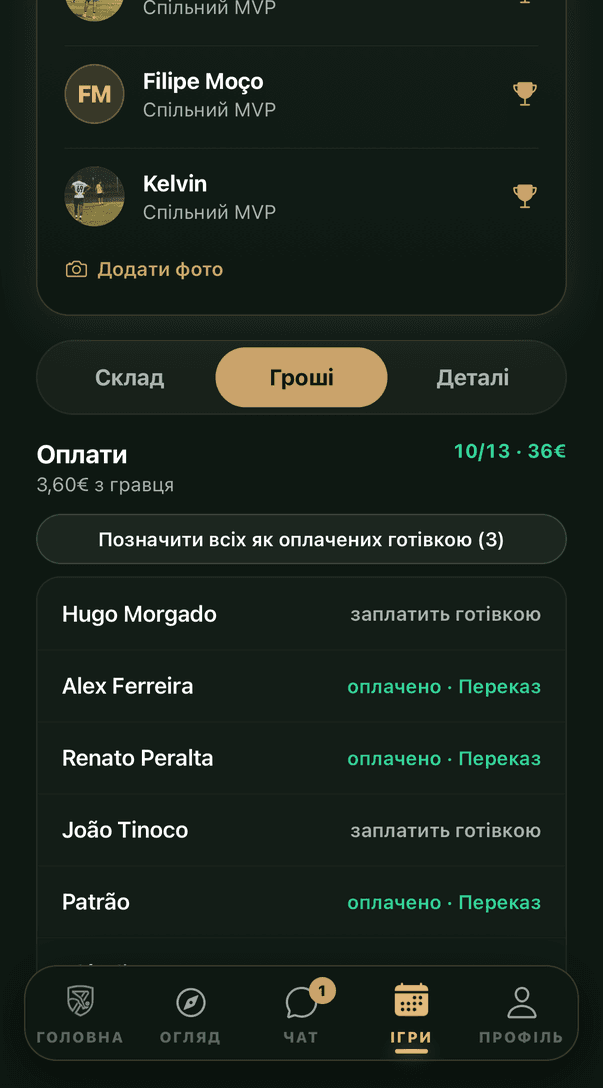 Платежі за гру: хто вже заплатив, а хто ні